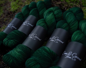 Hand Dyed Yarn | Witch Woods | Choice of Weight | Crow and Crescent Yarn