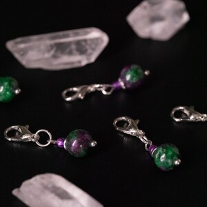 Set of 5 Ruby Zoisite Stone Stitch Markers Hand Made Stitch Markers, Progress Keepers, Knitting and Crochet Notions image 8