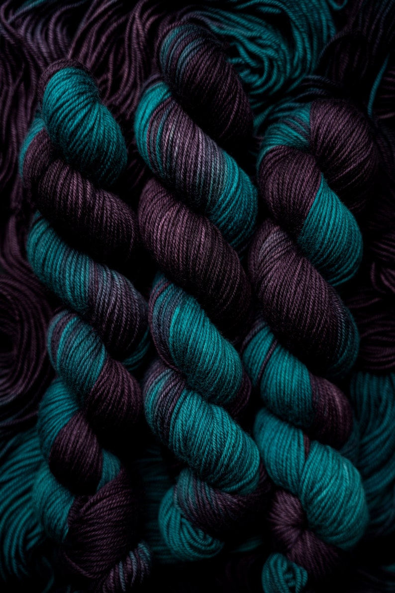 Hand Dyed Yarn Lagoon Nebula Choice of Weight Crow and Crescent Yarn image 6