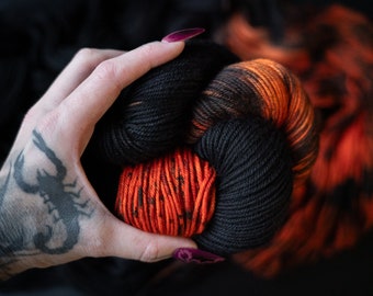Hand Dyed Yarn | Hallows Eve (limited colorway) | Triton DK - 100% Superwash Merino Wool | Crow and Crescent Yarn