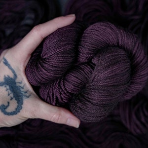 Hand Dyed Yarn | Cloak | Rhea Worsted - 4 ply - 100% Superwash Merino Wool | Crow and Crescent Yarn