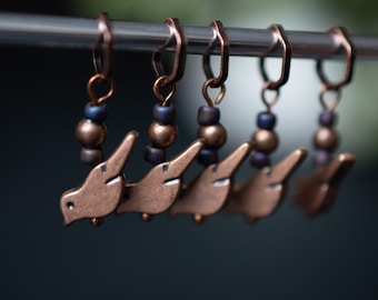 Set of 5 Metal Bird Stitch Markers | Hand Made | Stitch Markers, Progress Keepers, Knitting and Crochet Notions
