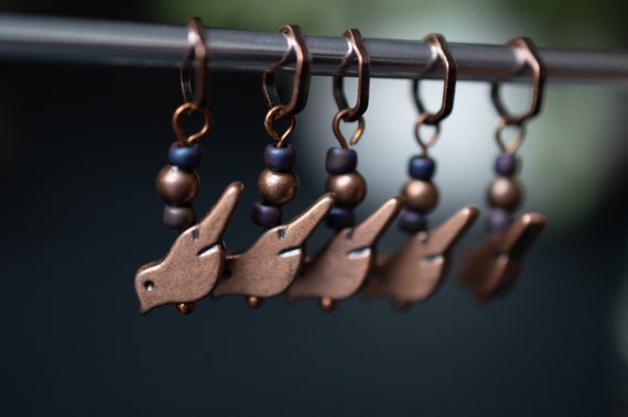 Set of 5 Metal Bird Stitch Markers | Hand Made | Stitch Markers, Progress Keepers, Knitting and Crochet Notions