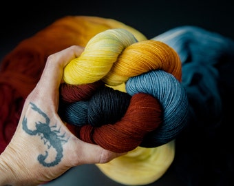 Hand Dyed Yarn | Eclipse | Choice of Weight | Crow and Crescent Yarn