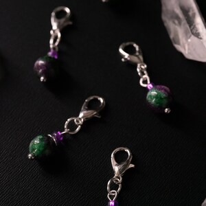 Set of 5 Ruby Zoisite Stone Stitch Markers Hand Made Stitch Markers, Progress Keepers, Knitting and Crochet Notions image 7