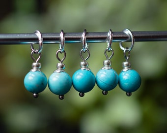 Set of 5 Natural Stone Stitch Markers | Hand Made | Stitch Markers, Progress Keepers, Knitting and Crochet Notions