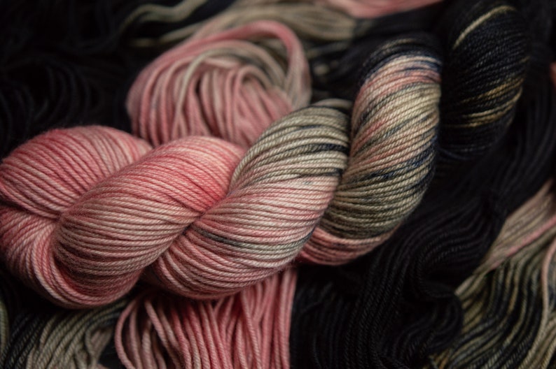 Hand Dyed Yarn Rhodonite Choice of Weight Crow and Crescent Yarn image 6