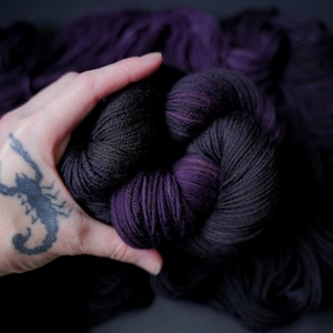 Hand Dyed Yarn | (NEW RECIPE) Bellatrix | Triton DK - 100% Superwash Merino Wool | Crow and Crescent Yarn