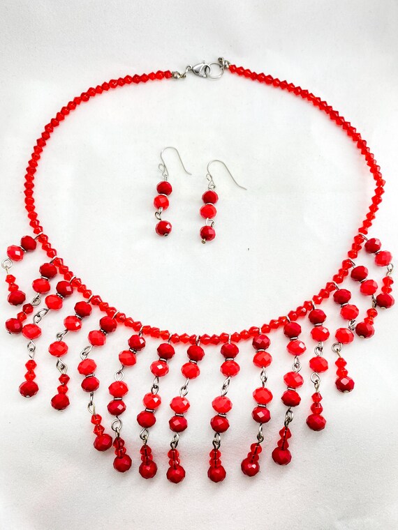 Red crystal jewellery sale sets
