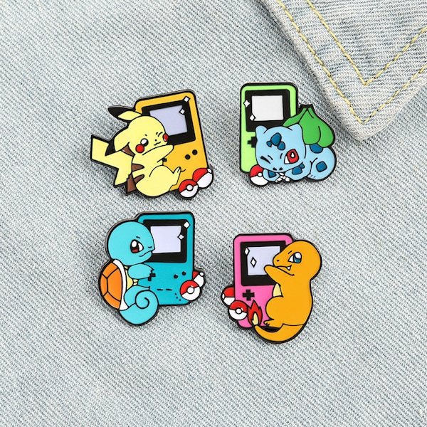 Pokemon Enamel Pin Brooch Badge Pikachu Squirtle Chamander Bulbasaur Retro Gameboy Color Colour Valentines