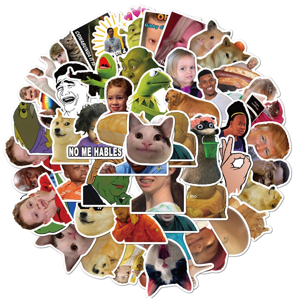 50 pcs Meme Joke Funny Emoji Sticker Pack Set Game Decal Etsy