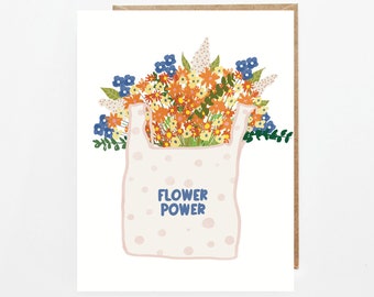 Carte de souhaits, Spring Flower Card, Eco-Friendly, Any Occasion, Love, Bouquet, Minimalist, Eco Friendly Card