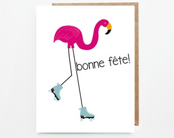 Greeting Cards, Handmade, Carte de souhaits, Happy Birthday, Flamingo, Blank Card, Funny card