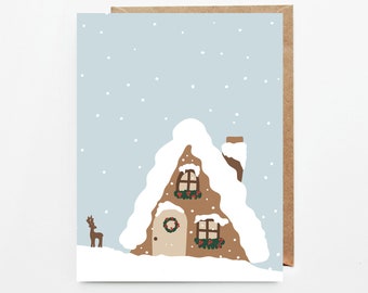 Gingerbread Card, Gingerbread House, Gingerbread Christmas card, Maison Pain d'épices. Greeting Card Gingerbread, Holidays Card, Stationary