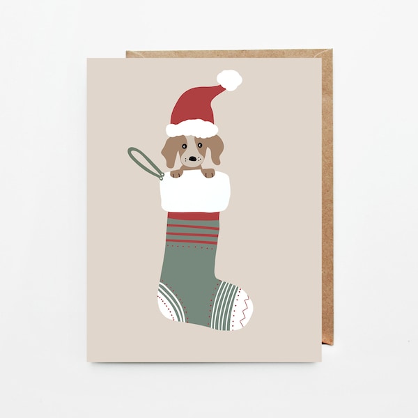 Christmas dog Cards, Cartes de Noel, Bas de noel, Cute card, Dog lovers