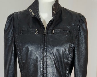 1980s  girly leather moto jacket