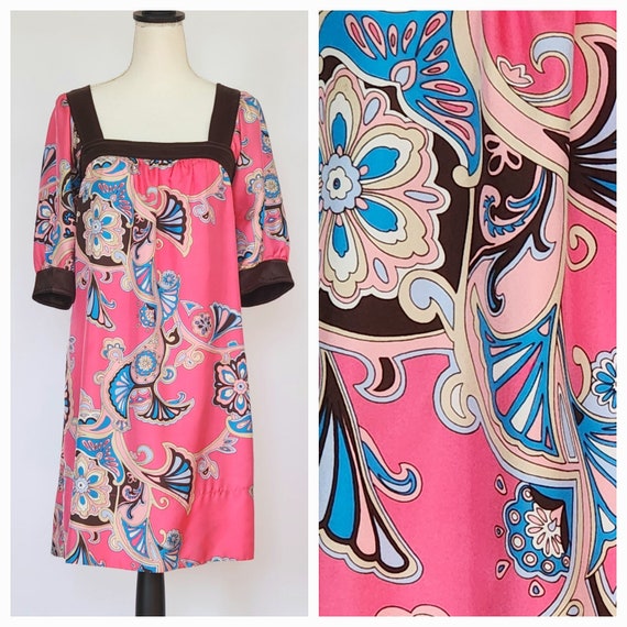 vintage silk paisley printed babydoll dress - image 1