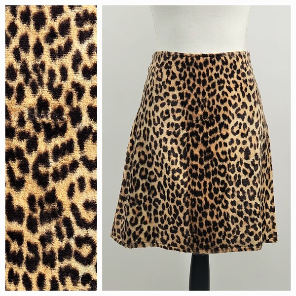1960s leopard print faux fur mini skirt