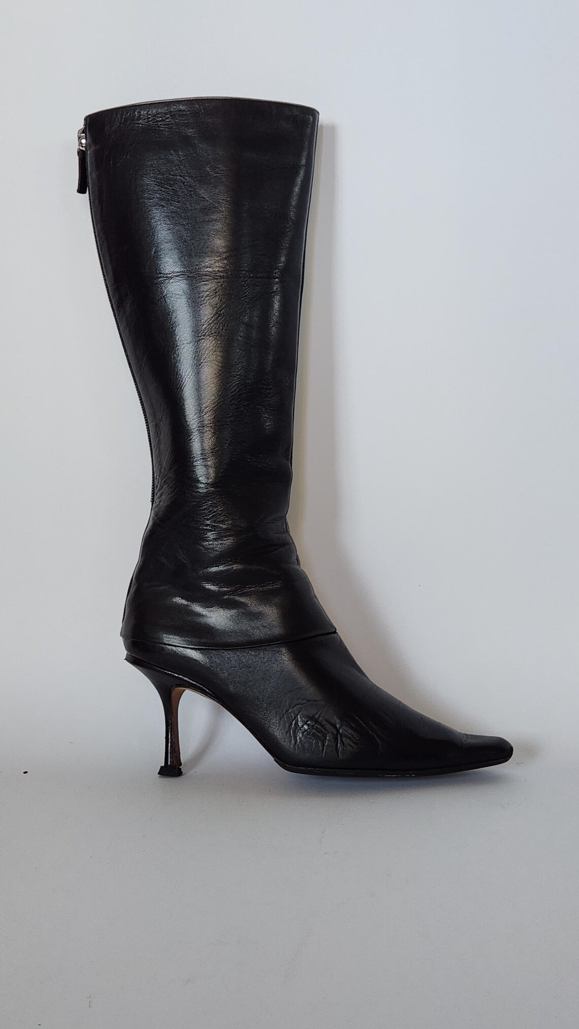 vintage Jimmy Choo black leather boots, foto 1 di 5