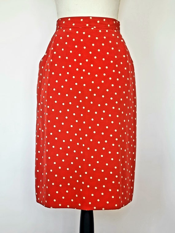 1980s Liz Claiborne red polka dot acetate pencil … - image 2