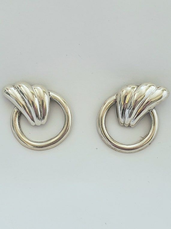 1990s Mexican silver earrings modernist