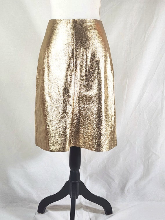 vintage gold leather A-line skirt - image 4