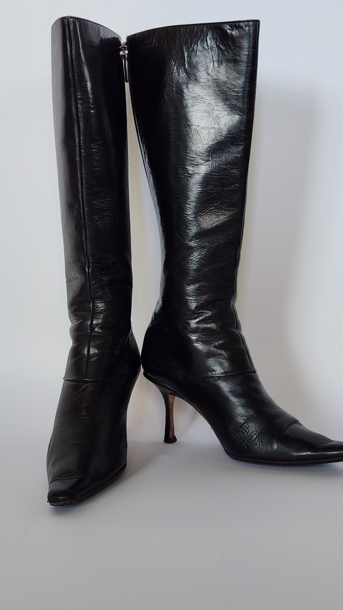 vintage Jimmy Choo black leather boots, foto 3 di 5