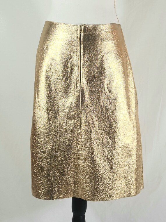 vintage gold leather A-line skirt - image 2
