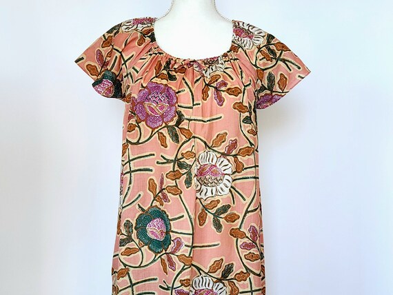 1970s batik floral caftan dress.   dead stock - image 1