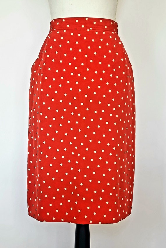 1980s Liz Claiborne red polka dot acetate pencil … - image 4