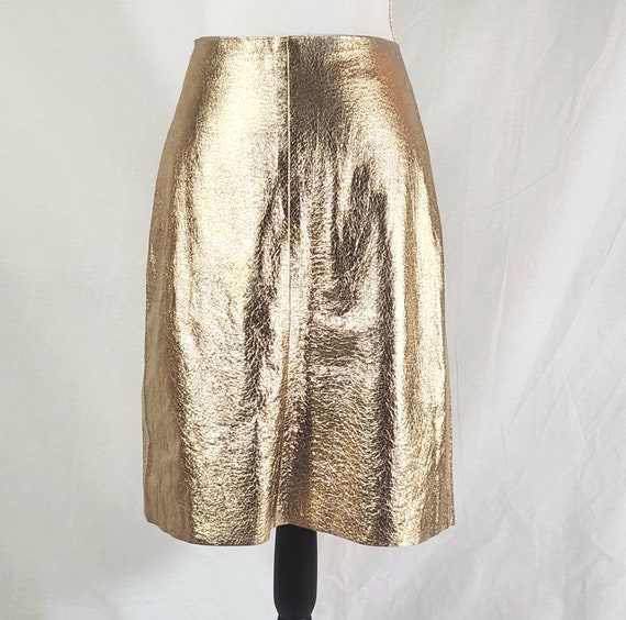 vintage gold leather A-line skirt - image 5