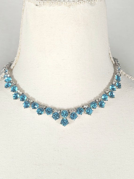 1950s aquamarine rhinestone  necklace Bogoff