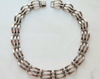 1930s Machine Age sterling statement necklace
