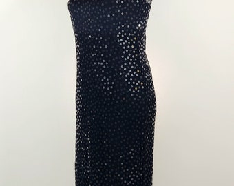 Vintage Y2K Betsey Johnson Black Sequin Slip Dress With Zig Zag Hem, Size  Xs/small, Sample - Etsy