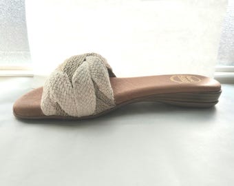 Y2k  woven and leather slides Andre Assous