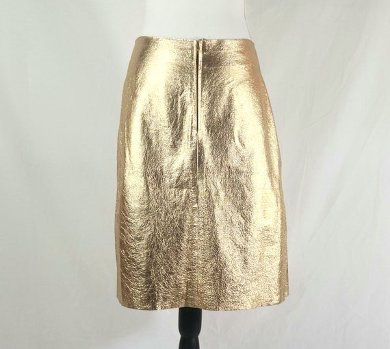 vintage gold leather A-line skirt - image 1