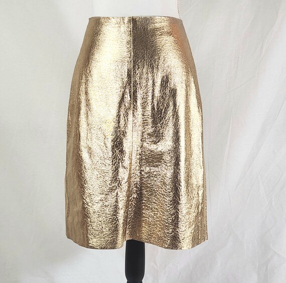 vintage gold leather A-line skirt - image 6