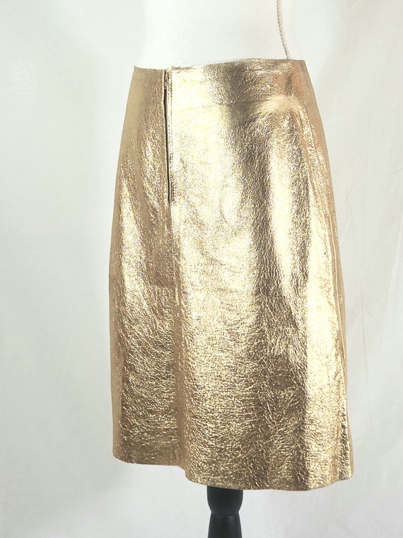 vintage gold leather A-line skirt - image 3