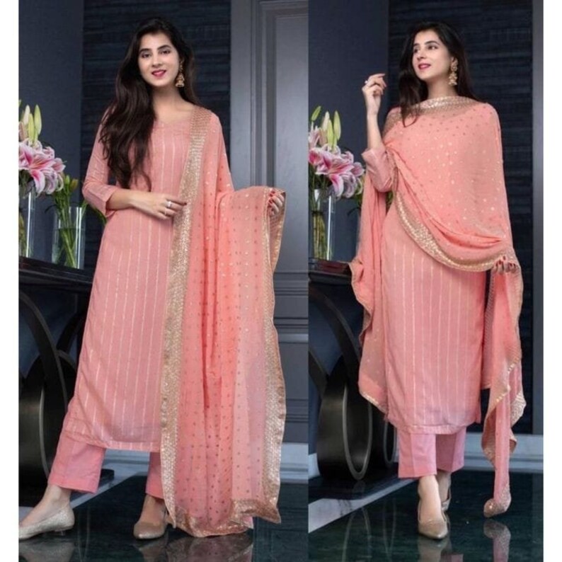 Designer Lace Work Kurti Pant and Dupatta Set For Women /& Girls||Designer Kurti Set||Kurti Dupatta Set||Free Ship||Kurtis Printed kurtis