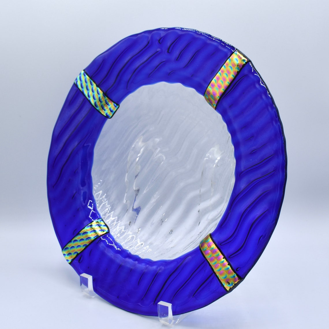 Ocean Blue Decorative Glass Bowl - Etsy