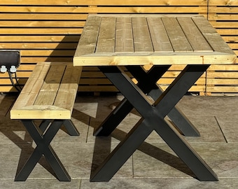 Outdoor Wooden Table and Bench | Garden Table And Bench | Outdoor Table | Garden Furniture | Outdoor Table And Bench