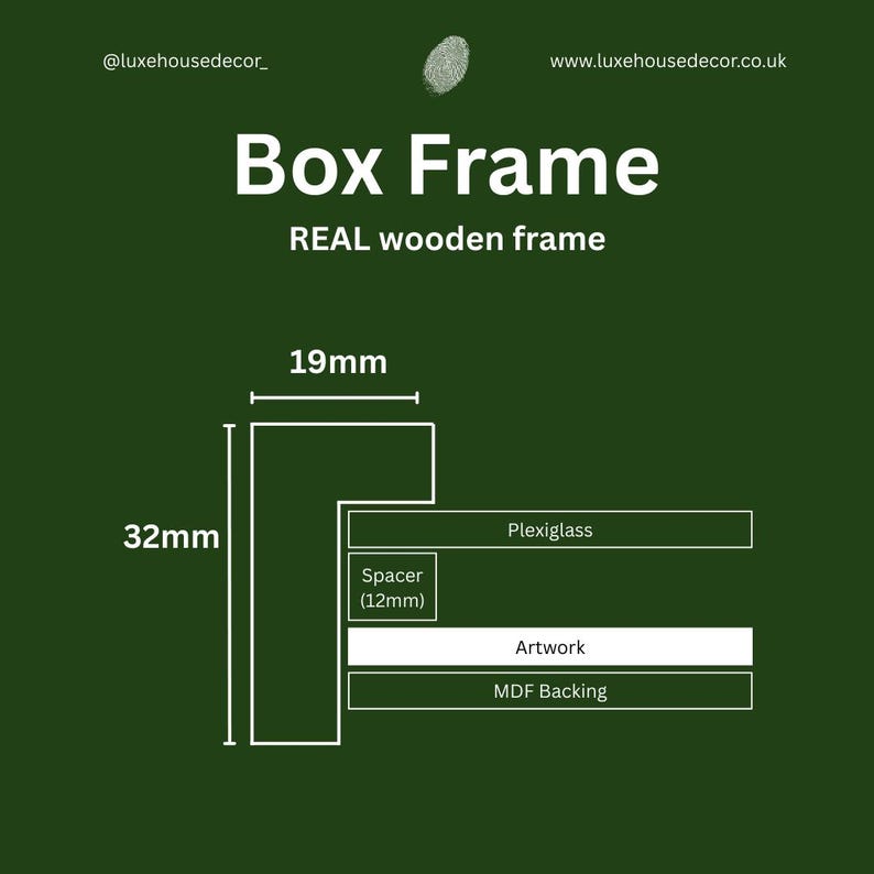 Handmade Solid Oak Wood Box Frame | Picture Frame With Spacer - Etsy UK