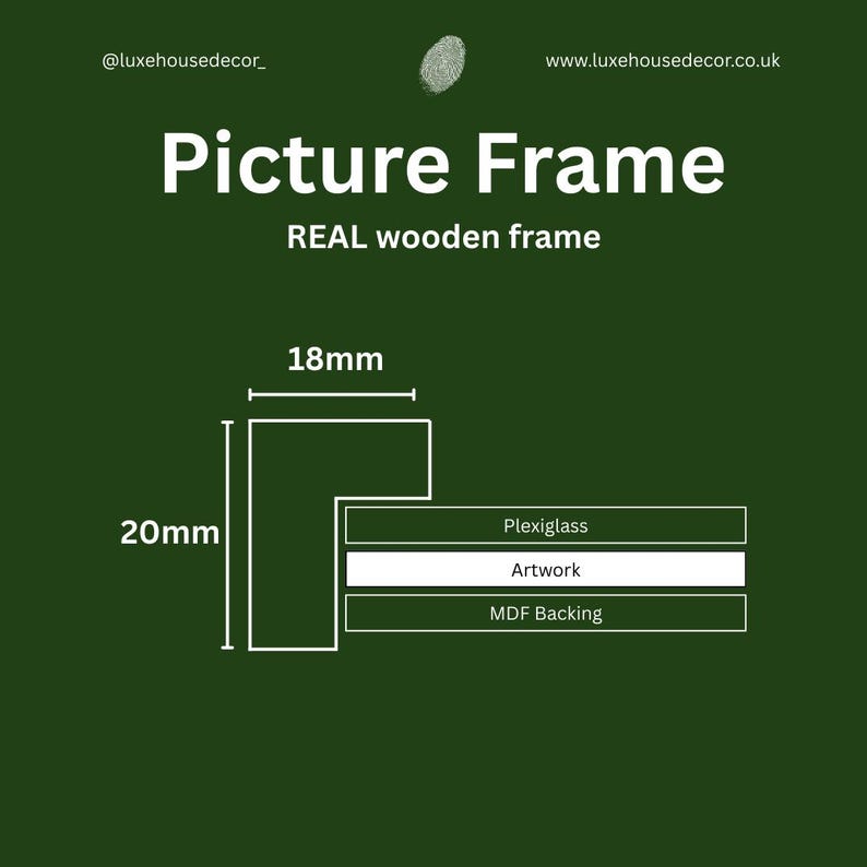 Bespoke Solid Wood Picture Frame | Walnut, Oak, Maple, Mahogany image 4