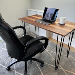 Solid Walnut Office Desk with Hairpin Legs