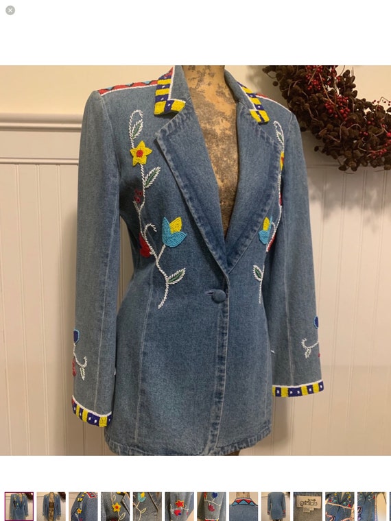 vintage beaded denim blazer jacket