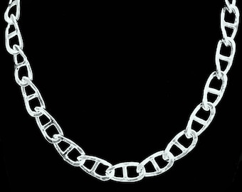 999 Pure Silver Mariner Link Chain Necklace – Solid Links, Hypoallergenic, Custom Length, Gift for Him