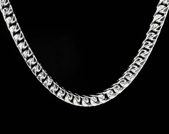999 Pure Silver Franco Chain Necklace – Solid Links, Hypoallergenic, Custom Length, Gift for Him