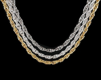 999 Platinum or 24K Gold Rope Chain Necklace – Hypoallergenic, Solid Links, Custom Length, Gift