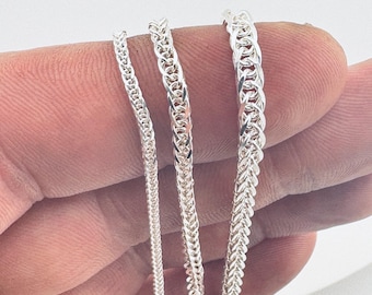 999 Pure Silver Thin Wheat Chain Necklace – Hypoallergenic, Delicate, Custom Width & Length, Gift