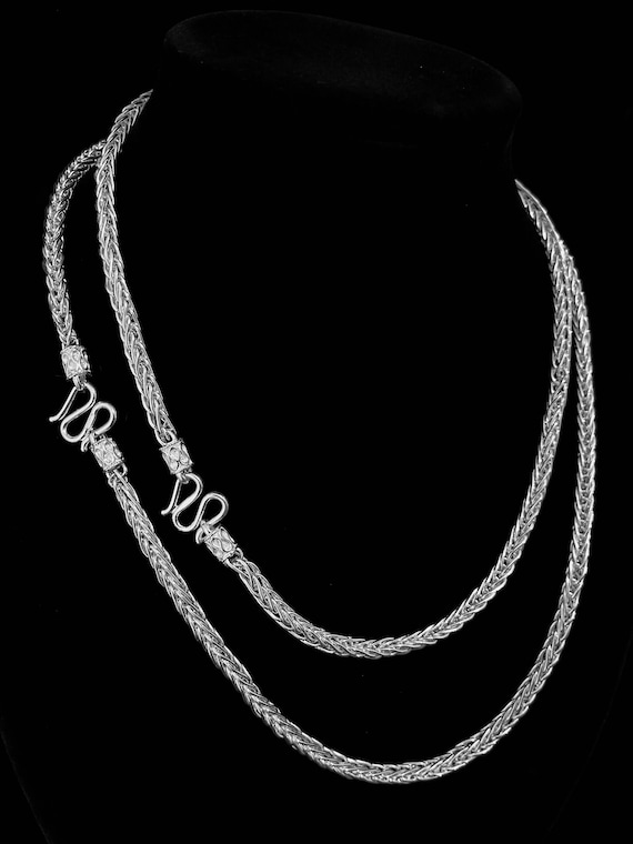 999 Pure Silver Wheat Chain Necklace – Solid Links, Hypoallergenic, Handmade, Custom Length Gift for Him